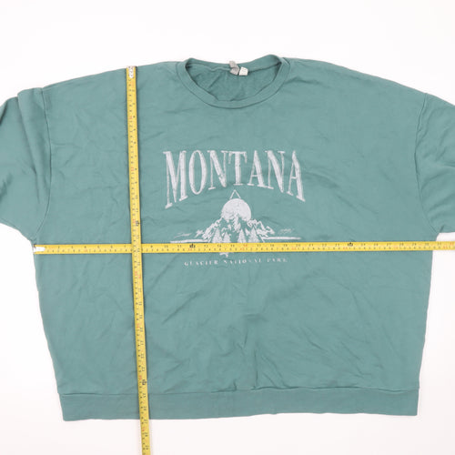 ASOS DESIGN Womens Green Montana Graphic Pullover Sweatshirt UK 24