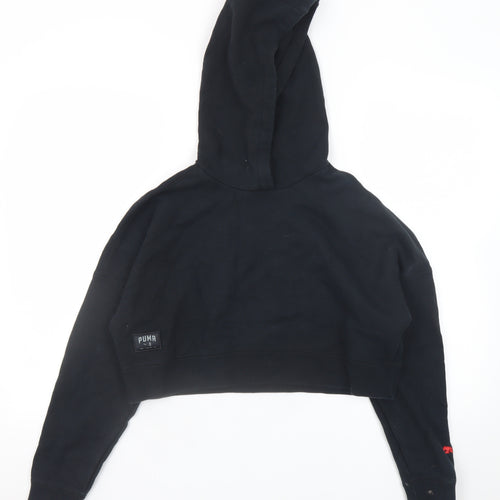 Puma Women's Black Cropped Pullover Hoodie Size M
