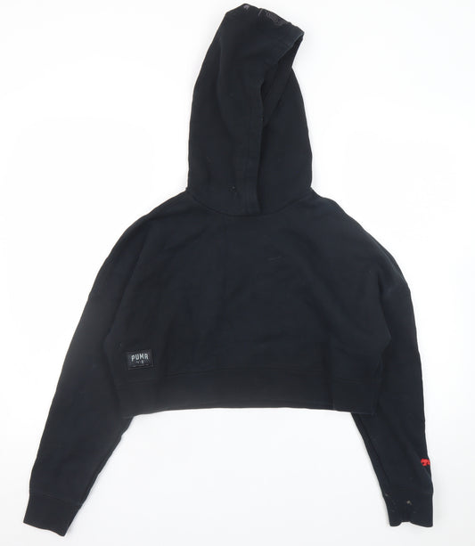 Puma Women's Black Cropped Pullover Hoodie Size M