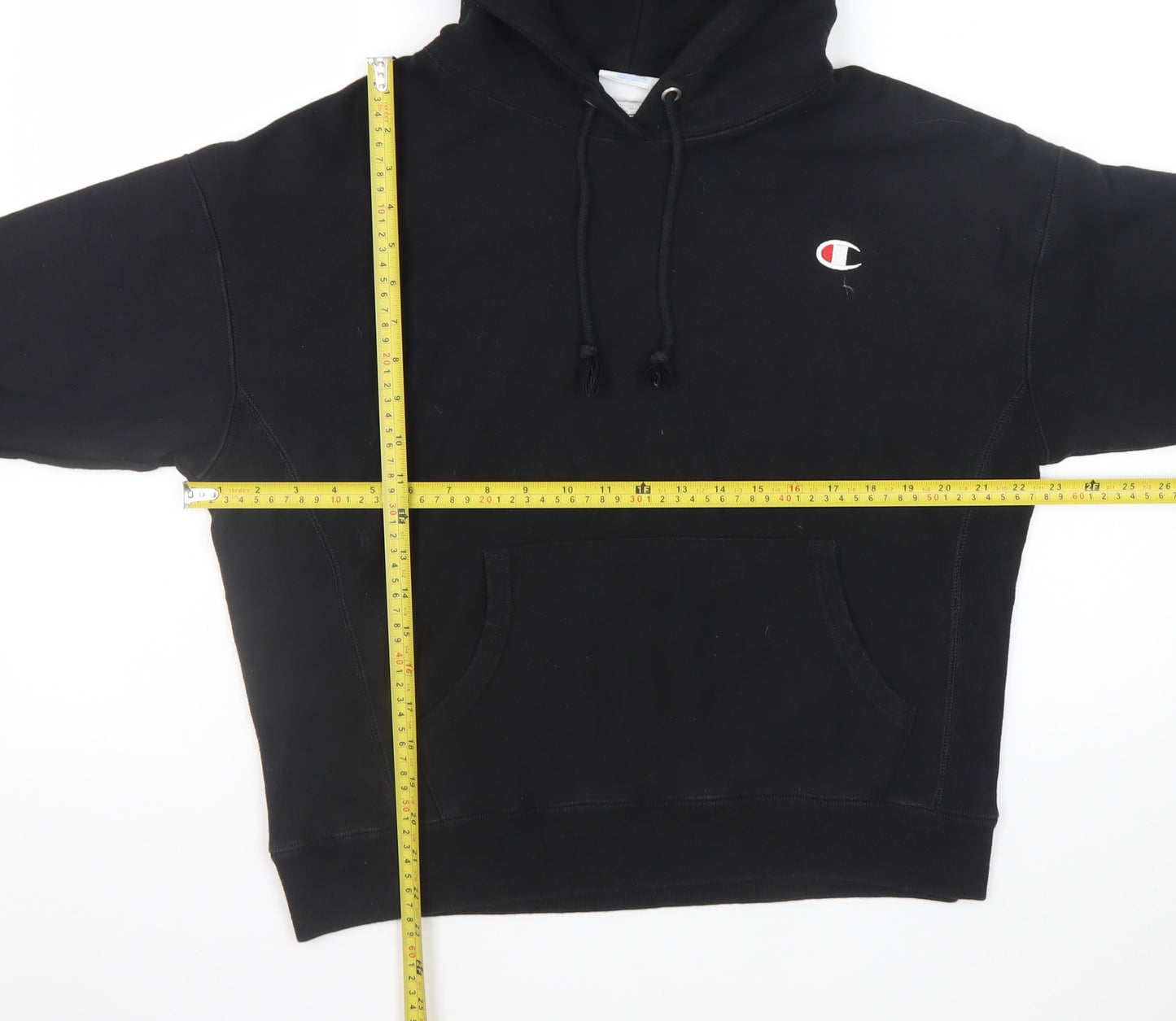 Champion Mens Black Reverse Weave Pullover Hoodie Size L
