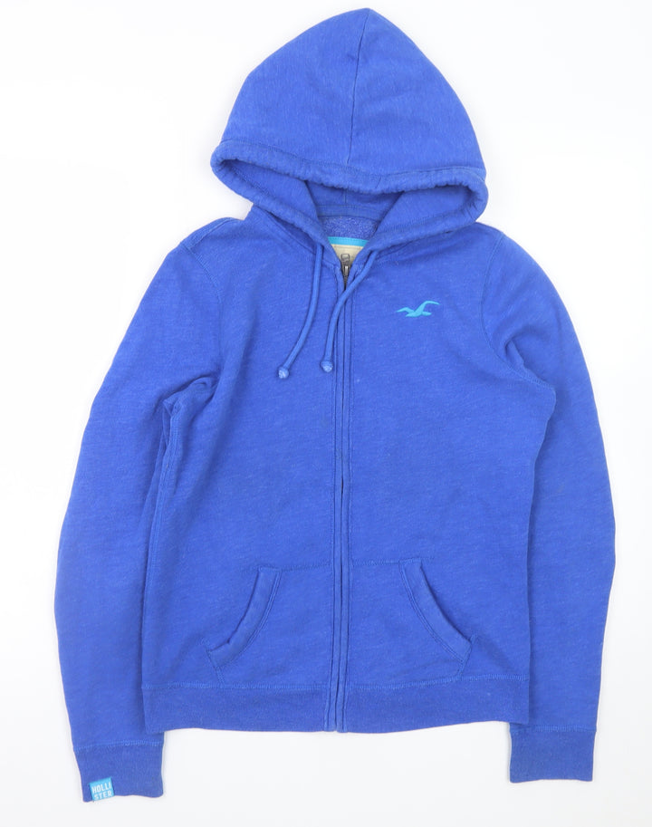 Hollister Men's Blue Full Zip Hoodie Jumper Size M