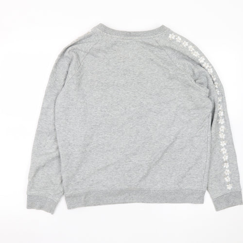 Levi’s Women Grey Floral Sleeve Cotton Pullover Sweatshirt Size S
