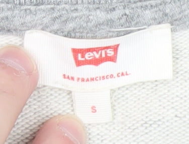 Levi’s Women Grey Floral Sleeve Cotton Pullover Sweatshirt Size S