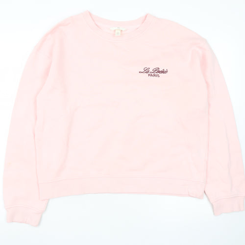 H&M Women's Pink La Poésie Paris Pullover Sweatshirt Size S