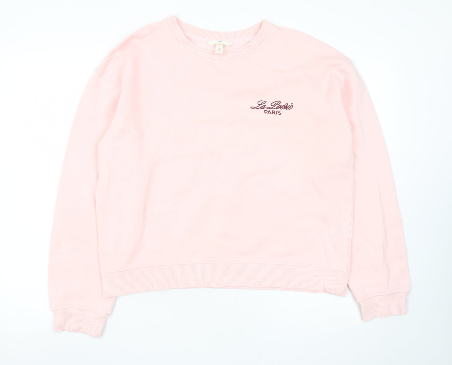 H&M Women's Pink La Poésie Paris Pullover Sweatshirt Size S