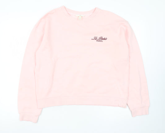 H&M Women's Pink La Poésie Paris Pullover Sweatshirt Size S