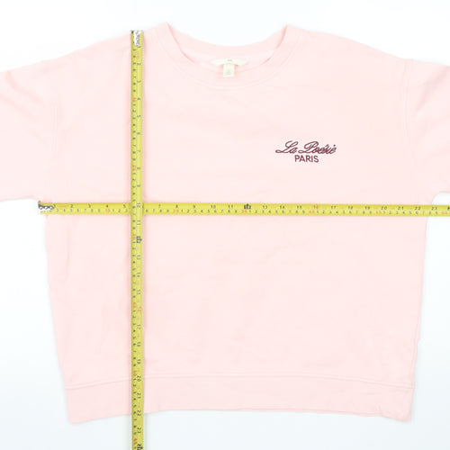 H&M Women's Pink La Poésie Paris Pullover Sweatshirt Size S