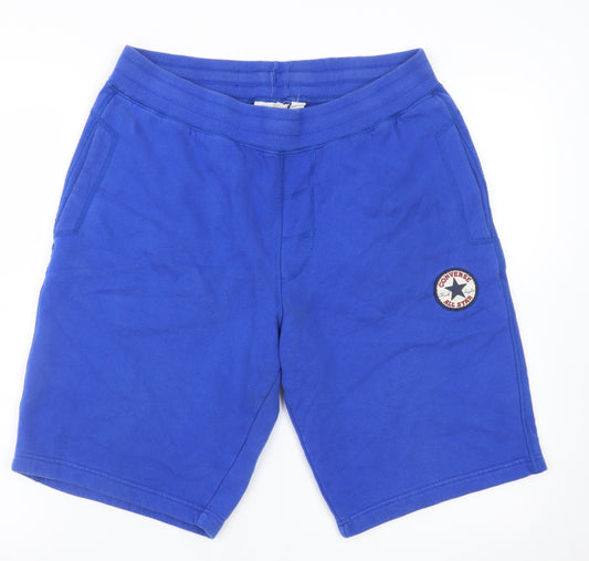 Converse All Star Men's Blue Sweat Shorts L Elastic Waist Casual