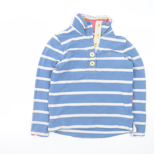 Toggi Women's Blue Striped Henley Sweatshirt UK 12 Cotton Blend Long Sleeve