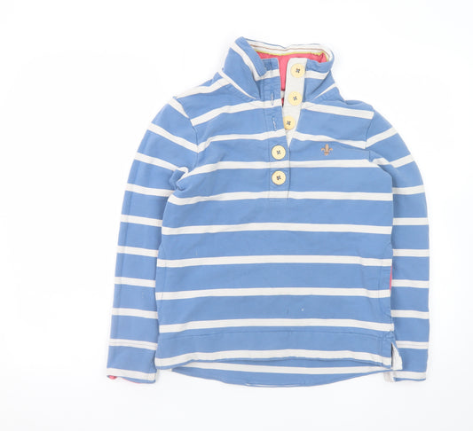 Toggi Women's Blue Striped Henley Sweatshirt UK 12 Cotton Blend Long Sleeve