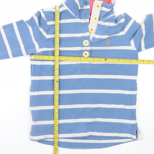 Toggi Women's Blue Striped Henley Sweatshirt UK 12 Cotton Blend Long Sleeve