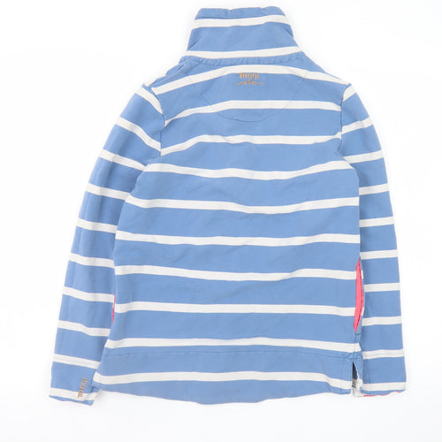 Toggi Women's Blue Striped Henley Sweatshirt UK 12 Cotton Blend Long Sleeve