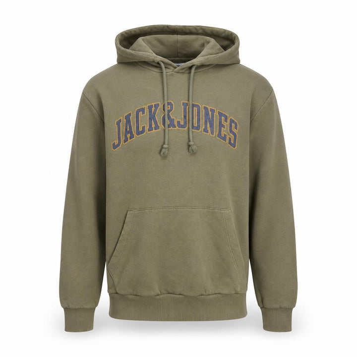 Jack & Jones Men's Green Pullover Hoodie Size M Logo Graphic Sweatshirt