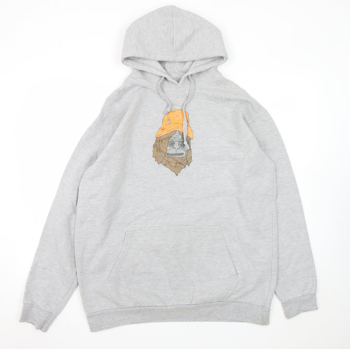 Stars & Stripes Men’s Grey XL Pullover Hoodie with Animal Graphic