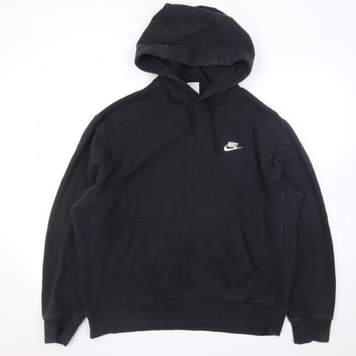 Nike Men's Black Pullover Hoodie L Fleece Logo Sportswear