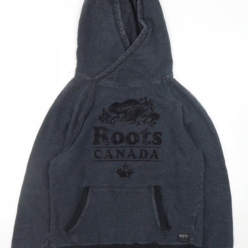 Roots Canada Men’s Grey Pullover Hoodie Size S Classic Logo
