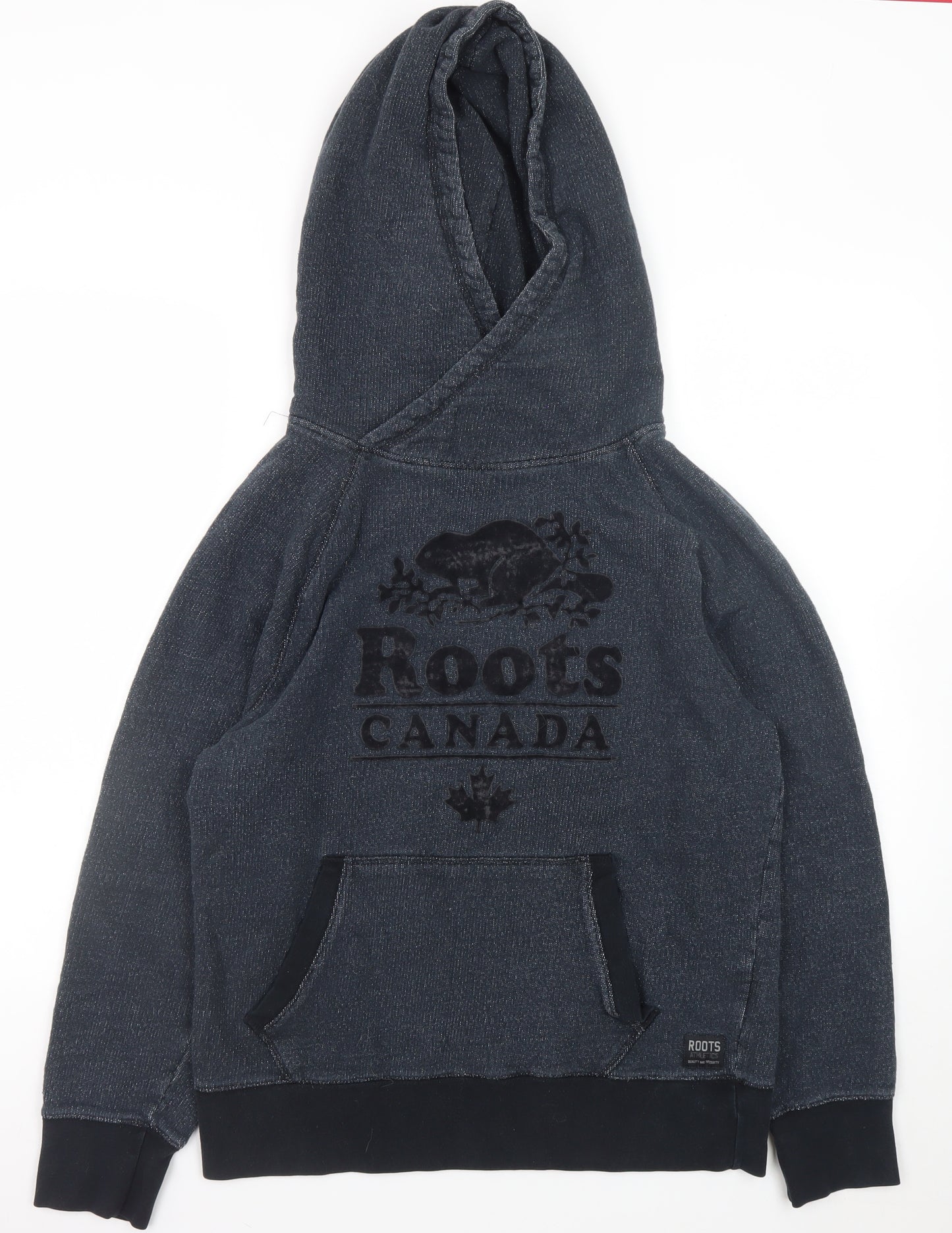 Roots Canada Men’s Grey Pullover Hoodie Size S Classic Logo