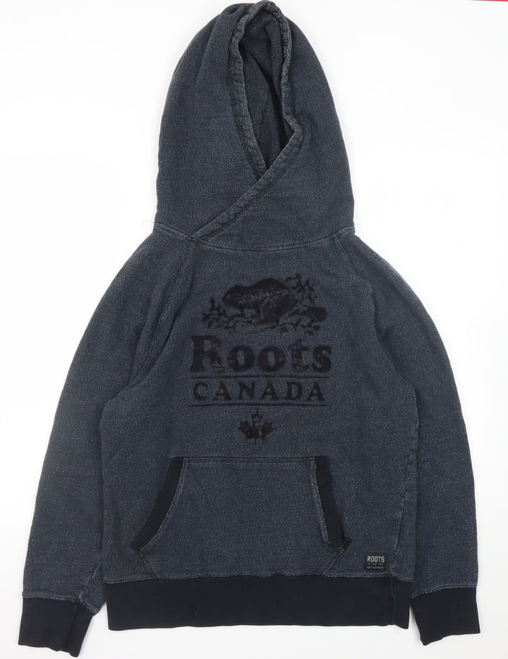 Roots Canada Men’s Grey Pullover Hoodie Size S Classic Logo