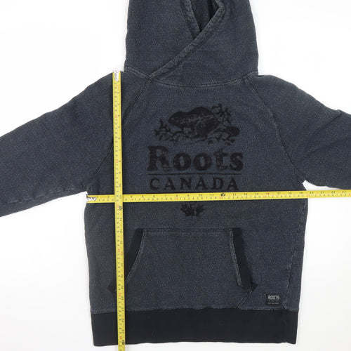 Roots Canada Men’s Grey Pullover Hoodie Size S Classic Logo