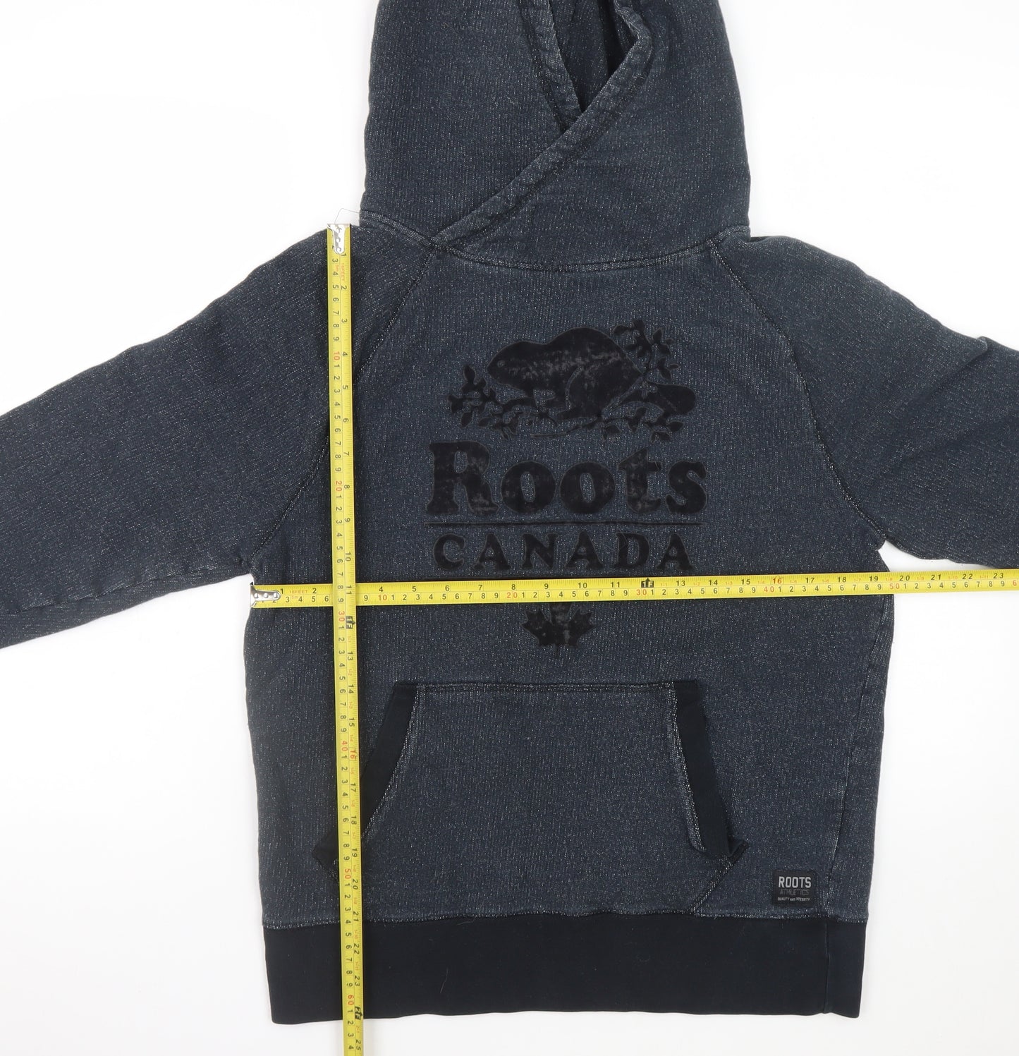Roots Canada Men’s Grey Pullover Hoodie Size S Classic Logo