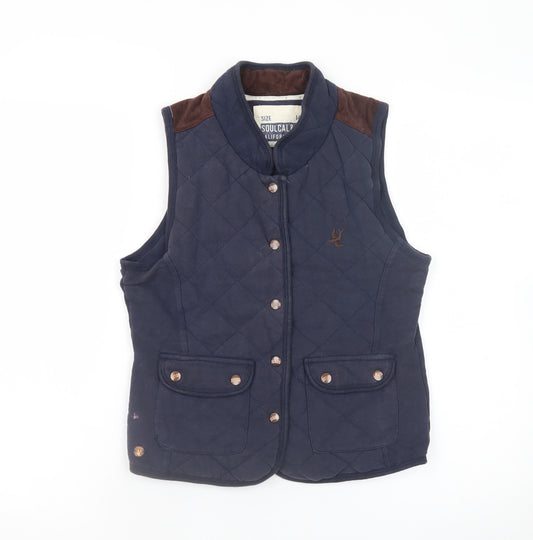 SoulCal Women's Blue Quilted Sleeveless Waistcoat Size 14