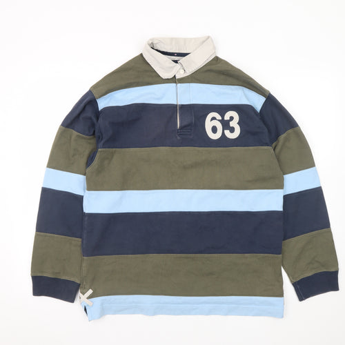 Marks and Spencer Men's Multicoloured Striped Rugby Polo Shirt Small