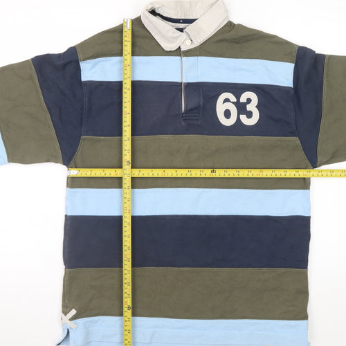 Marks and Spencer Men's Multicoloured Striped Rugby Polo Shirt Small