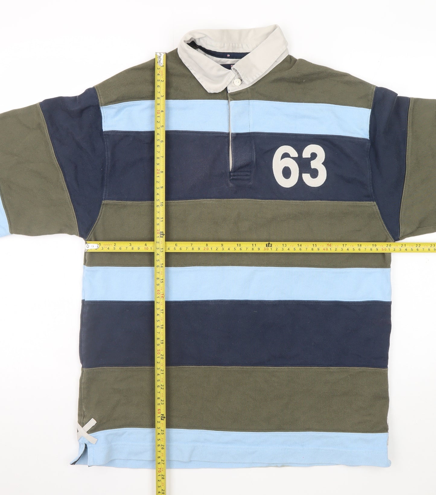 Marks and Spencer Men's Multicoloured Striped Rugby Polo Shirt Small