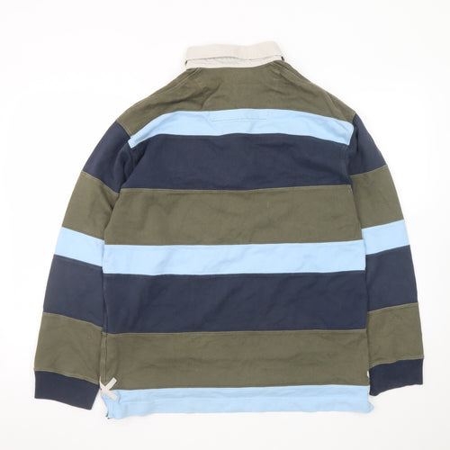 Marks and Spencer Men's Multicoloured Striped Rugby Polo Shirt Small
