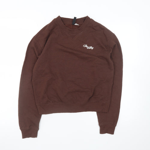 H&M Divided Womens Brown Sweatshirt Small Cotton Blend Crew Neck