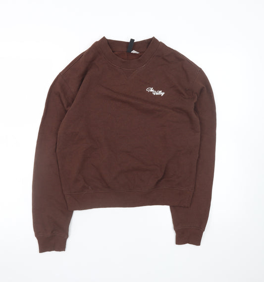 H&M Divided Womens Brown Sweatshirt Small Cotton Blend Crew Neck