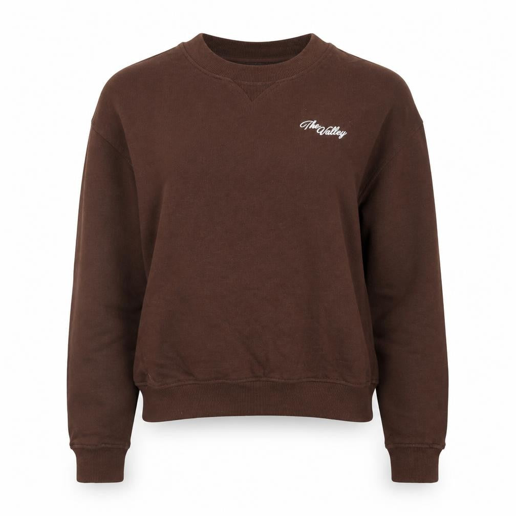 Front view of H&M Divided women’s brown sweatshirt small cotton blend crew neck