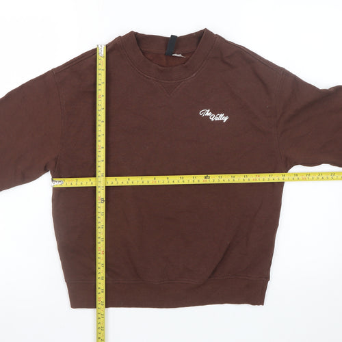 H&M Divided Womens Brown Sweatshirt Small Cotton Blend Crew Neck