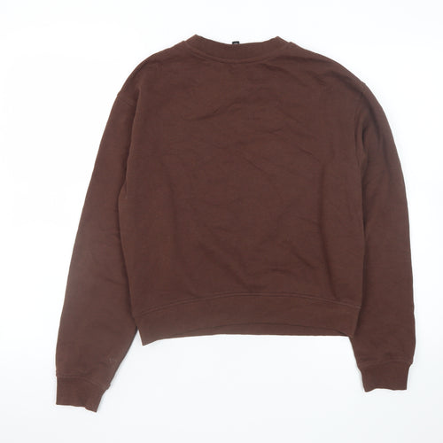 H&M Divided Womens Brown Sweatshirt Small Cotton Blend Crew Neck