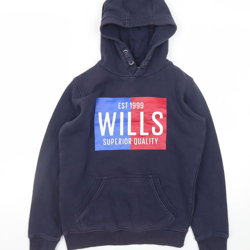 Jack Wills Boys Blue Pullover Hoodie 10-11 Years Fleece Graphic Print