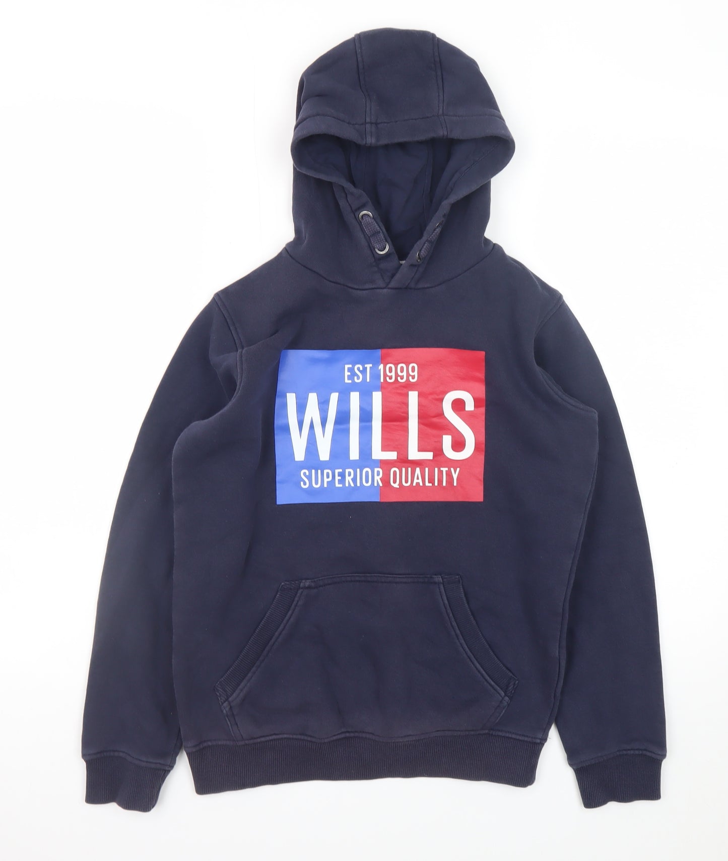 Jack Wills Boys Blue Pullover Hoodie 10-11 Years Fleece Graphic Print