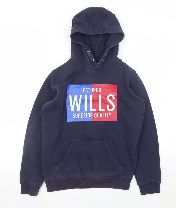 Jack Wills Boys Blue Pullover Hoodie 10-11 Years Fleece Graphic Print