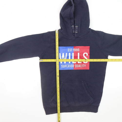 Jack Wills Boys Blue Pullover Hoodie 10-11 Years Fleece Graphic Print