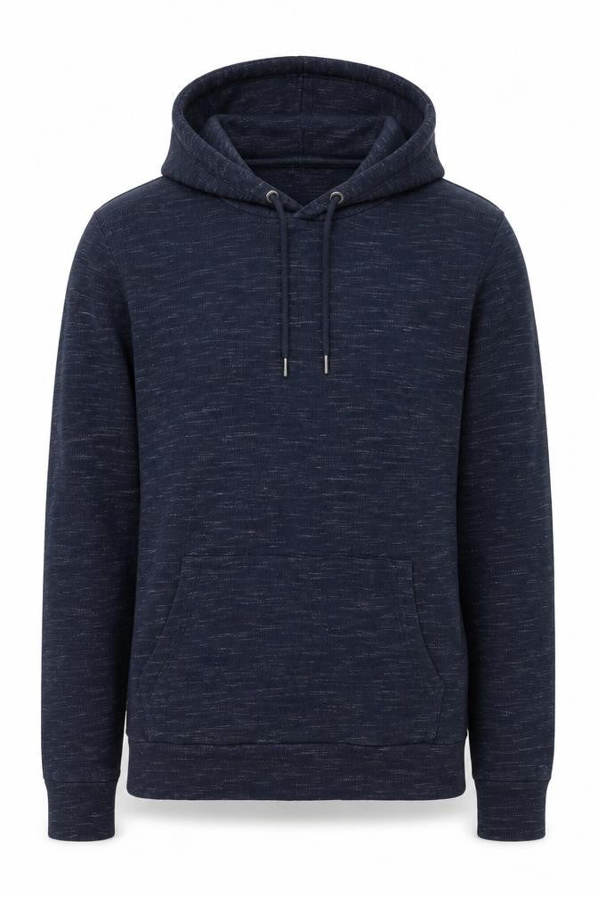 Front view of Brave Soul Men's Blue Pullover Hoodie, size M, Lightweight Cotton Blend