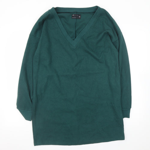 ASOS DESIGN Women's Green V-Neck Long Sleeve Shift Dress Size 12