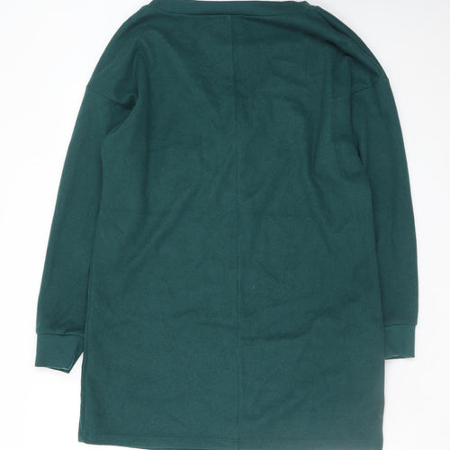 ASOS DESIGN Women's Green V-Neck Long Sleeve Shift Dress Size 12