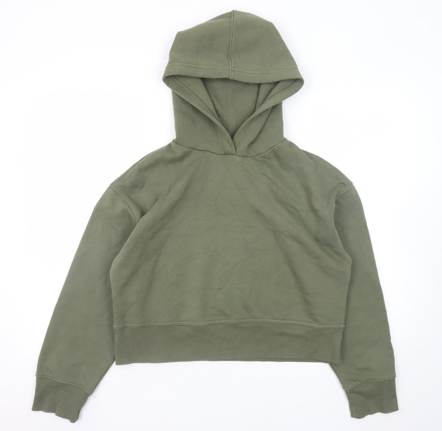 Zara Women’s Green Pullover Hoodie Size S Relaxed Fit Cotton Blend