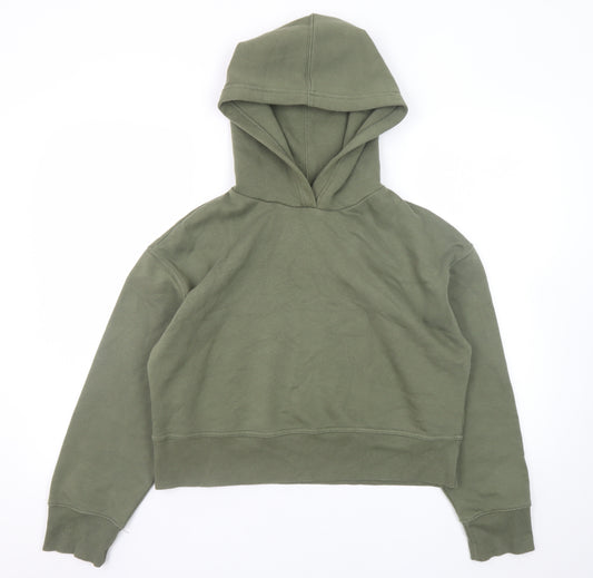 Zara Women’s Green Pullover Hoodie Size S Relaxed Fit Cotton Blend