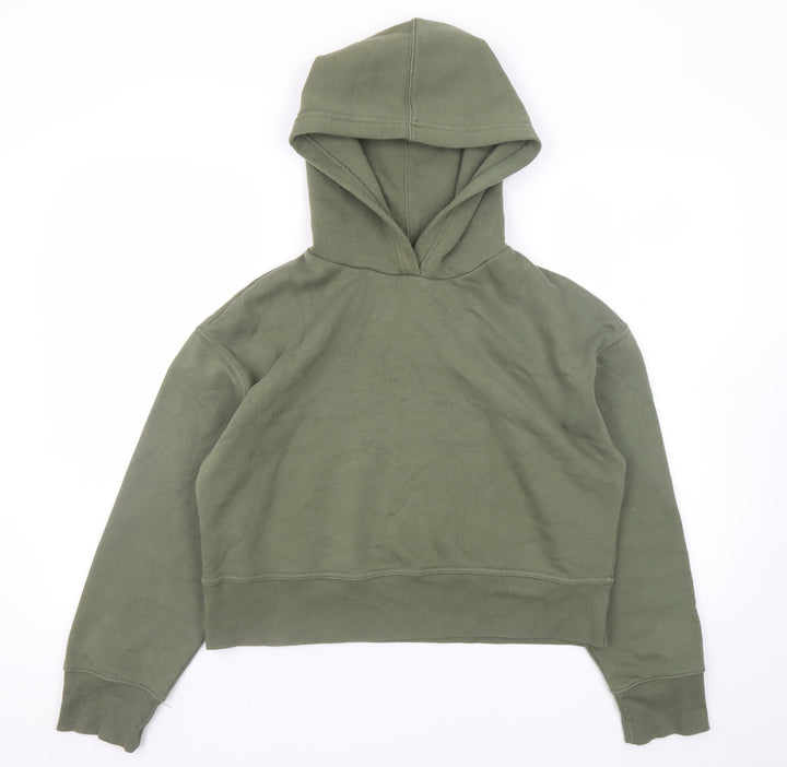 Zara Women’s Green Pullover Hoodie Size S Relaxed Fit Cotton Blend