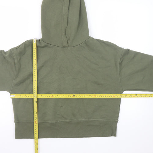 Zara Women’s Green Pullover Hoodie Size S Relaxed Fit Cotton Blend