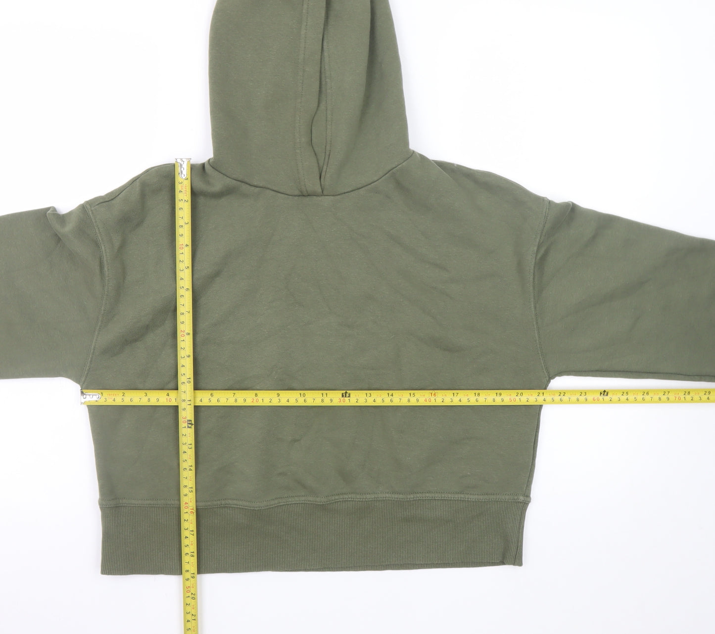 Zara Women’s Green Pullover Hoodie Size S Relaxed Fit Cotton Blend
