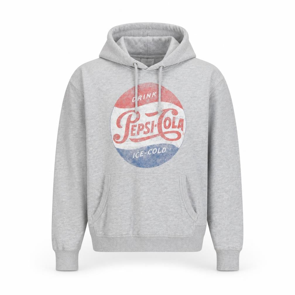 Front view of L.O.G.G. men’s grey pepsi logo pullover hoodie m regular fit