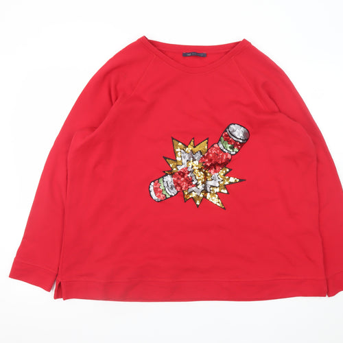 Marks and Spencer Women Red Sequin Pullover Sweatshirt Size 24