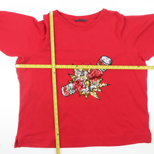 Marks and Spencer Women Red Sequin Pullover Sweatshirt Size 24