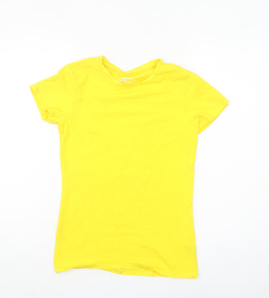 Primark Women Yellow Basic Short Sleeve Crew Neck Stretch T-Shirt Size S